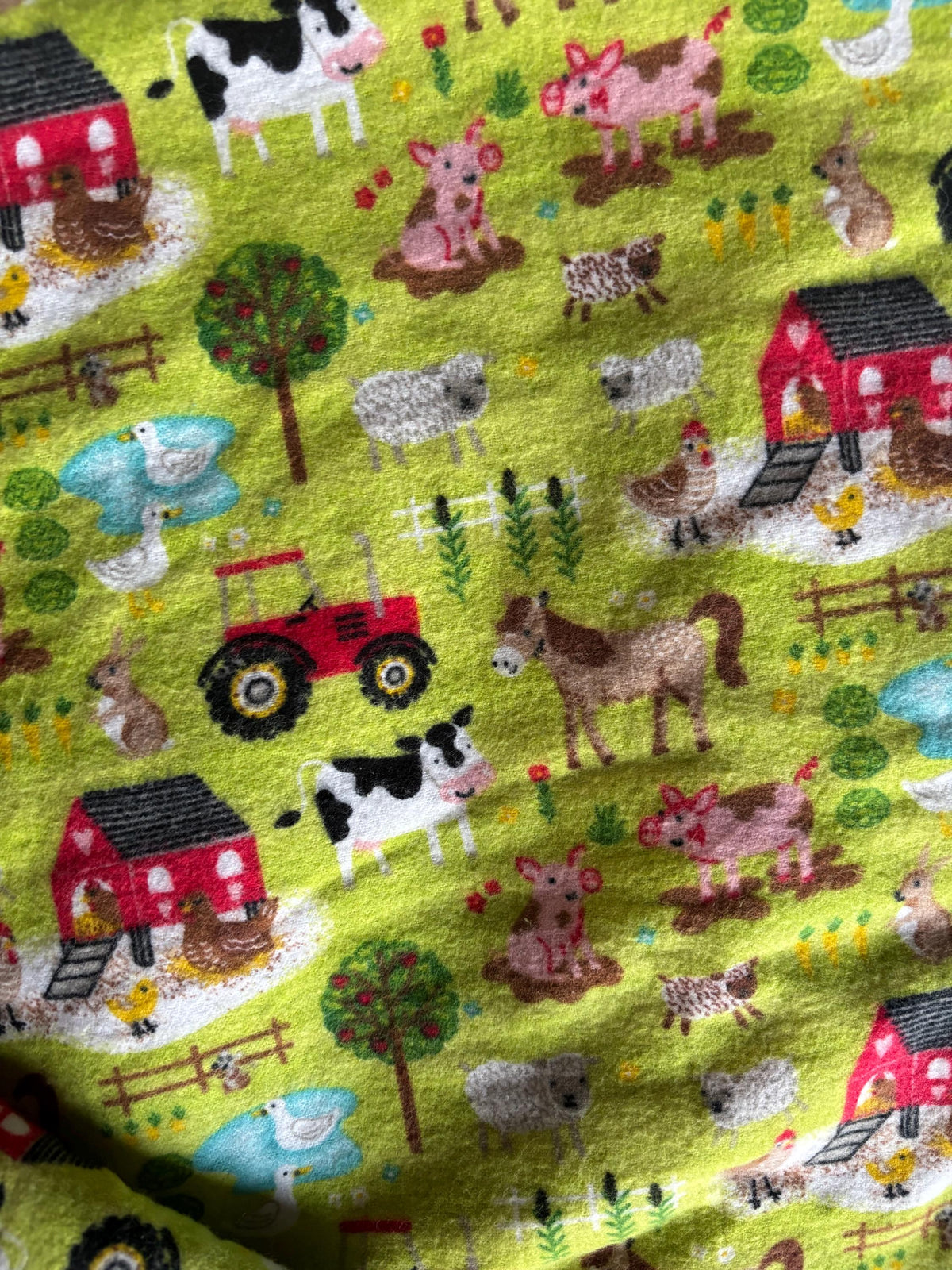 Farm Animal Baby Blanket | Red Dot Minky, Flannel, Batting | 40 Inch Square