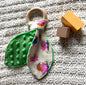 Playful Piggies Wooden Teething Ring | Crinkle Bunny Ears | Baby Sensory Toy | Natural Beech Wood Teether | Handmade Baby Gift