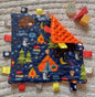 Woodland Camping Tag Blanket | Sensory Ribbon Lovey for Baby