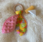 Tutti Frutti Teething Ring | Wooden Baby Teether | Crinkle Leaf Sensory Toy | Handmade Baby Shower Gift